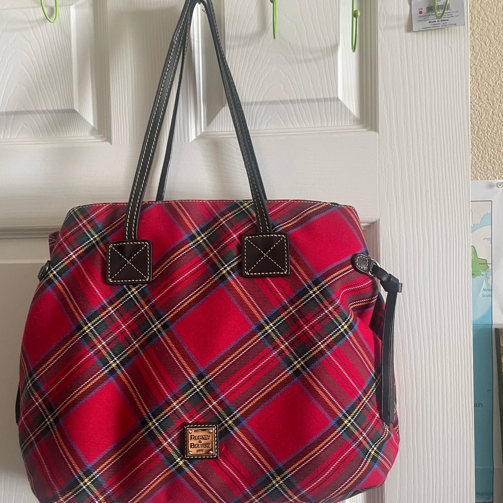 Dooney & Bourke Red Plaid Satchel Tote